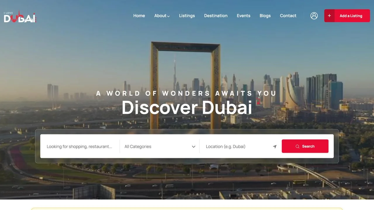 I Love Dubai destination platform, a Fictora Labs owned project